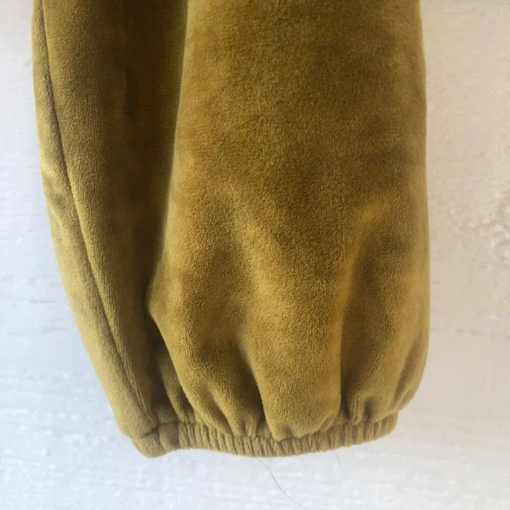 Double Zero Mystical Medium Olive Gold Velvety-Feel Long Sleeve Crop Top - Picture 5 of 13